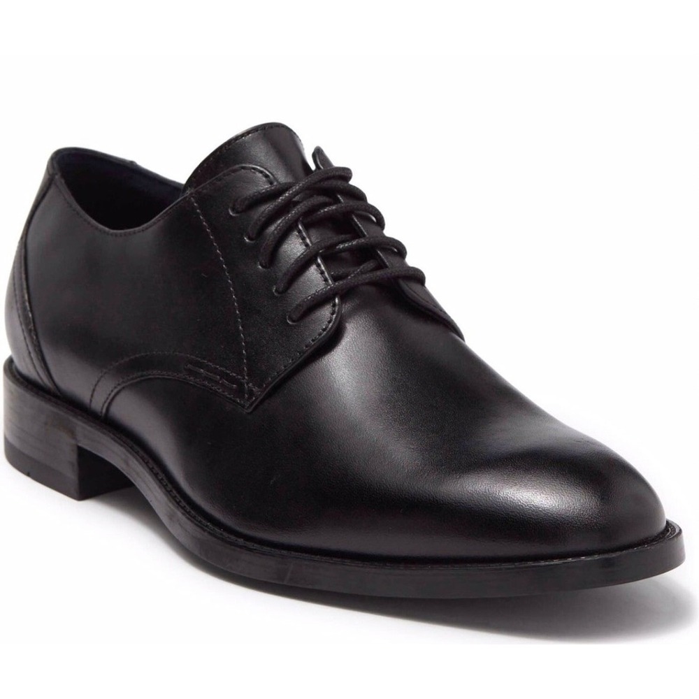 Cole Haan Mens Black Leather Cap Toe Derby Dress Shoes 13 D